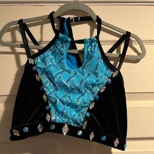 Black and Blue 2 Piece Dance Costume